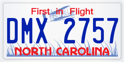 NC license plate DMX2757