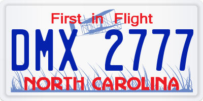 NC license plate DMX2777