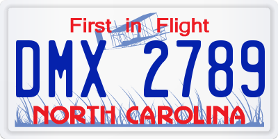 NC license plate DMX2789
