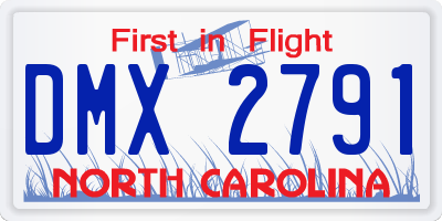 NC license plate DMX2791