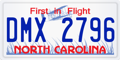 NC license plate DMX2796