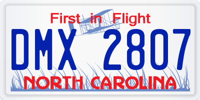 NC license plate DMX2807