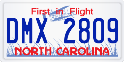 NC license plate DMX2809