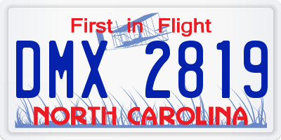 NC license plate DMX2819
