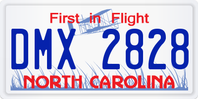 NC license plate DMX2828