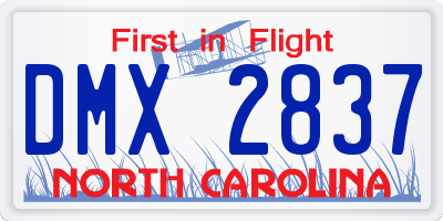 NC license plate DMX2837