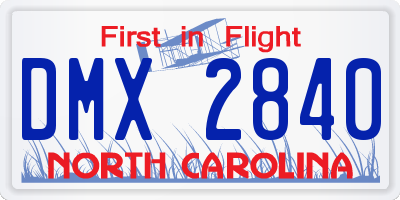 NC license plate DMX2840