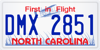 NC license plate DMX2851