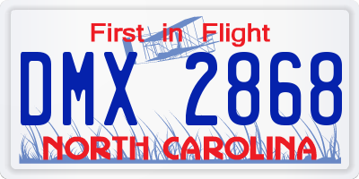 NC license plate DMX2868