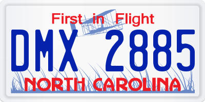 NC license plate DMX2885