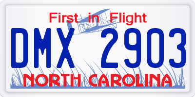NC license plate DMX2903