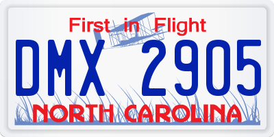 NC license plate DMX2905