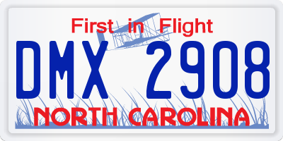 NC license plate DMX2908