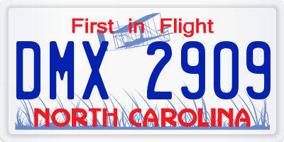 NC license plate DMX2909