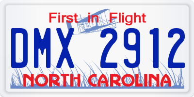 NC license plate DMX2912
