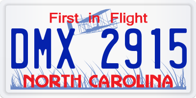 NC license plate DMX2915