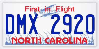 NC license plate DMX2920