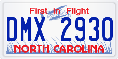 NC license plate DMX2930