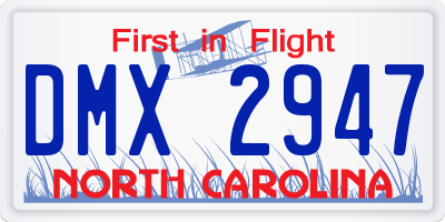 NC license plate DMX2947
