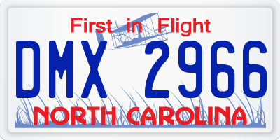 NC license plate DMX2966