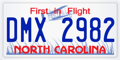 NC license plate DMX2982