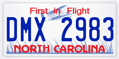 NC license plate DMX2983