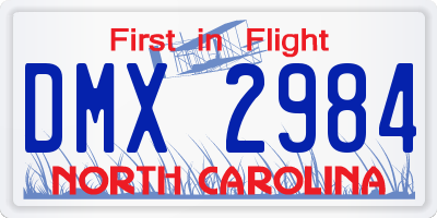 NC license plate DMX2984