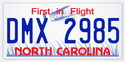 NC license plate DMX2985