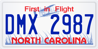 NC license plate DMX2987