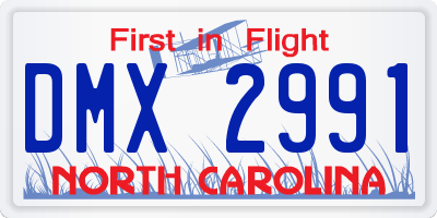 NC license plate DMX2991