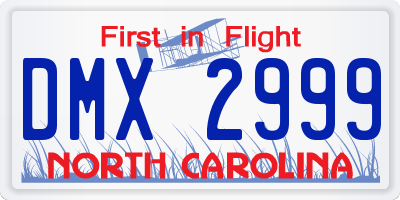 NC license plate DMX2999