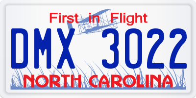 NC license plate DMX3022