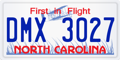 NC license plate DMX3027