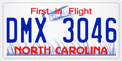 NC license plate DMX3046