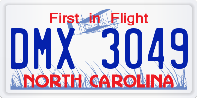 NC license plate DMX3049
