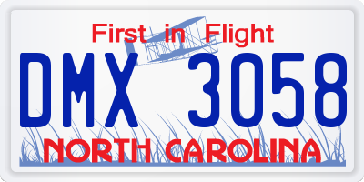 NC license plate DMX3058
