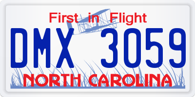 NC license plate DMX3059