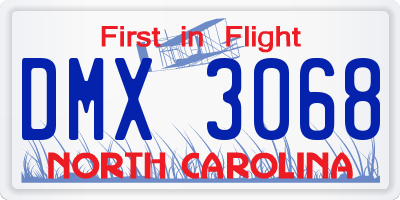 NC license plate DMX3068
