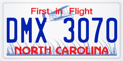 NC license plate DMX3070