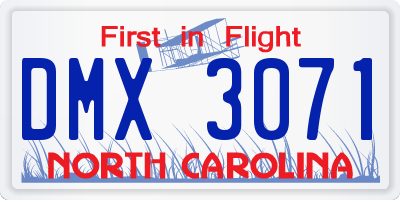 NC license plate DMX3071