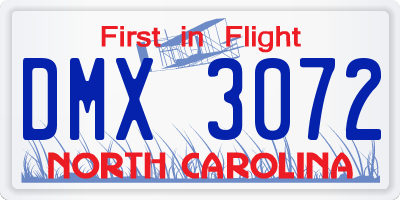 NC license plate DMX3072