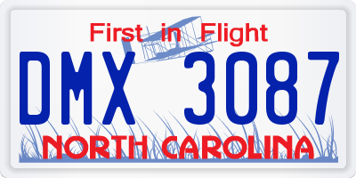 NC license plate DMX3087