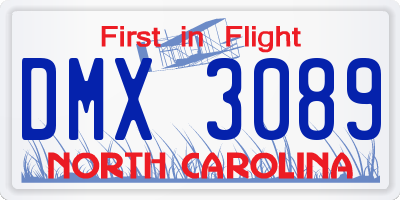 NC license plate DMX3089