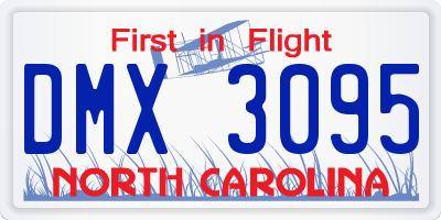 NC license plate DMX3095