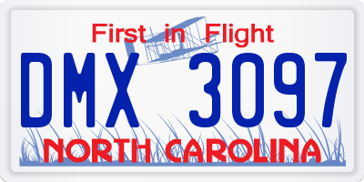 NC license plate DMX3097