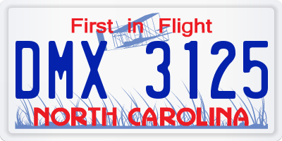NC license plate DMX3125
