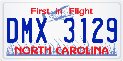 NC license plate DMX3129