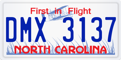 NC license plate DMX3137