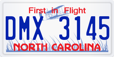 NC license plate DMX3145