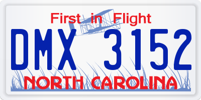 NC license plate DMX3152